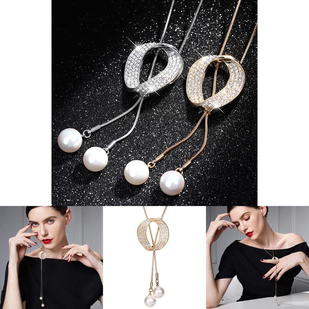 Simple And Stylish Women's Sweater Chain Necklace With Decorative Pendant Jewelry