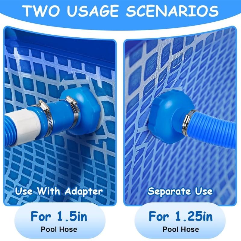 Universal Swimming Pool Hose Connector 2 Rubber Adapters 4 Stainless Clamps Secure Pool Maintenance Tool