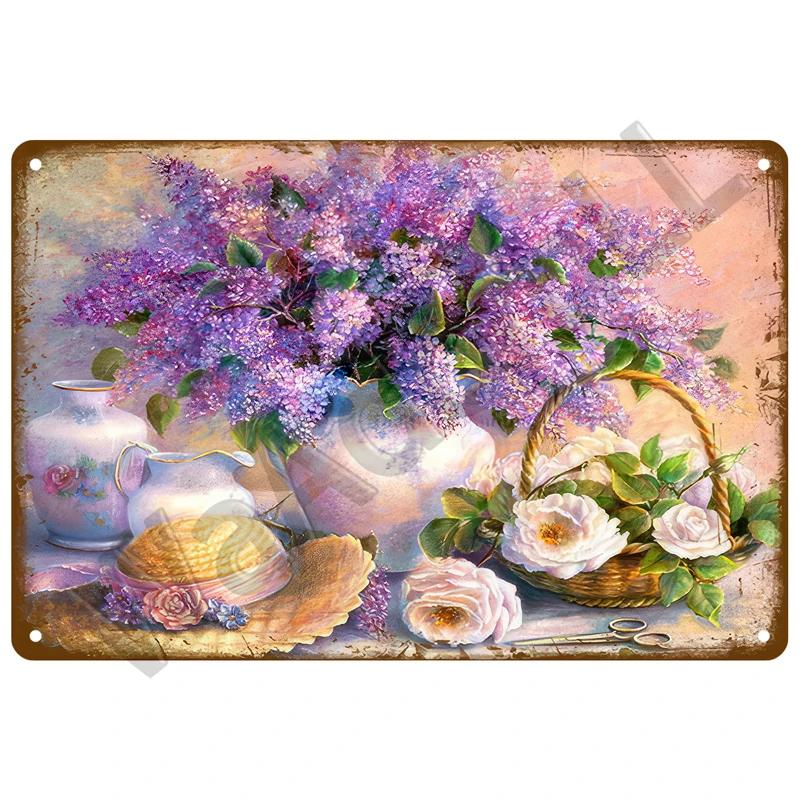 Vintage Metal Tin Sign  Retro Cafe  Garden Wall Art Home Decor Plaque for Room Farmhouse Painting Gift Perfect for Wall Mural  D