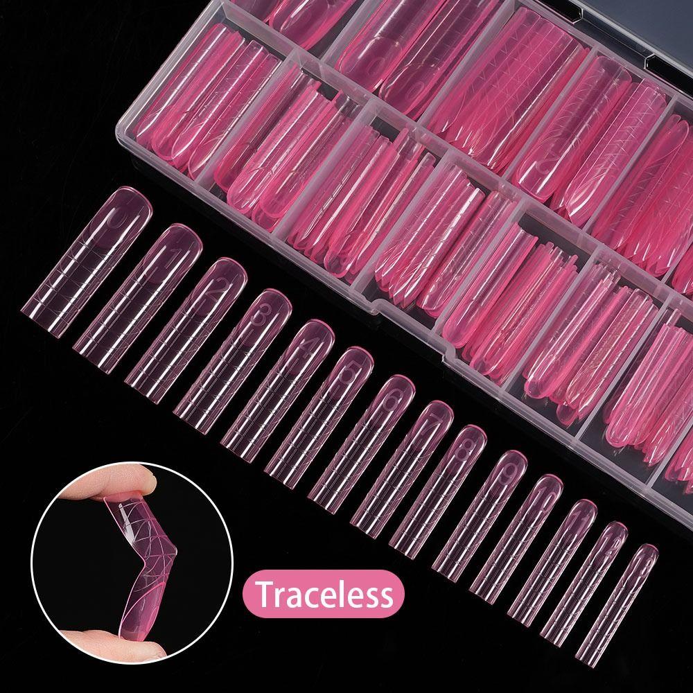 140Pcs/box with Scale Quick Building Gel Mold Square Extended Nail Plate  French Manicure Tools