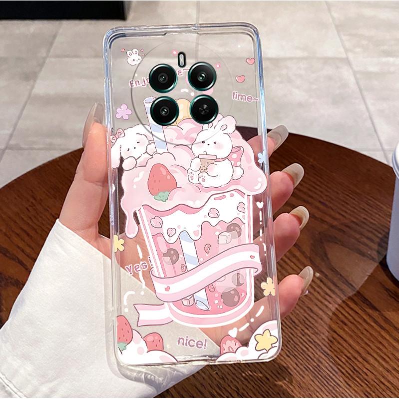 For Realme 12 4G Case RMX3871 Luxury Cute Love Rabbit Cartoon Funny Clear TPU Soft Silicone Back Cover For Realme12 4G Cases