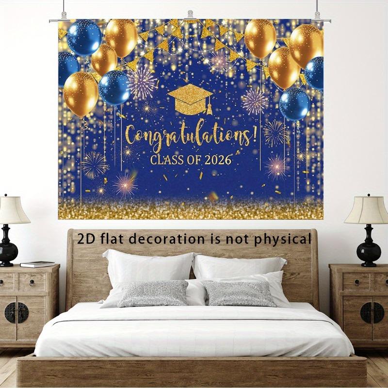 1 piece set of 2026 graduation background fabric suitable for graduation season - elegant 2D flat banner with 2026 text