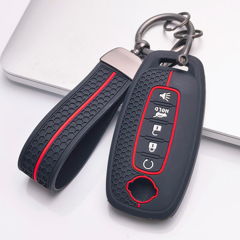 Copri Telecomando Chiave per Modelli Nissan Altima Rogue Pathfinder con Portachiavi Superficie Antigraffio Struttura Ammortizzante Texture Morbida al Tatto Design Facile da Installare