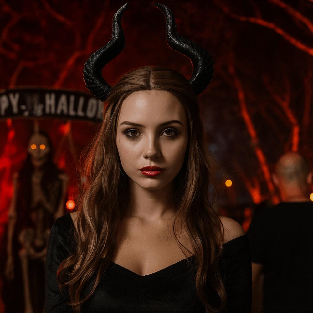 Ox Horn Halloween Horns Headband Dark Series Halloween Hair Hoop Personality Cosplay Hairband  Men