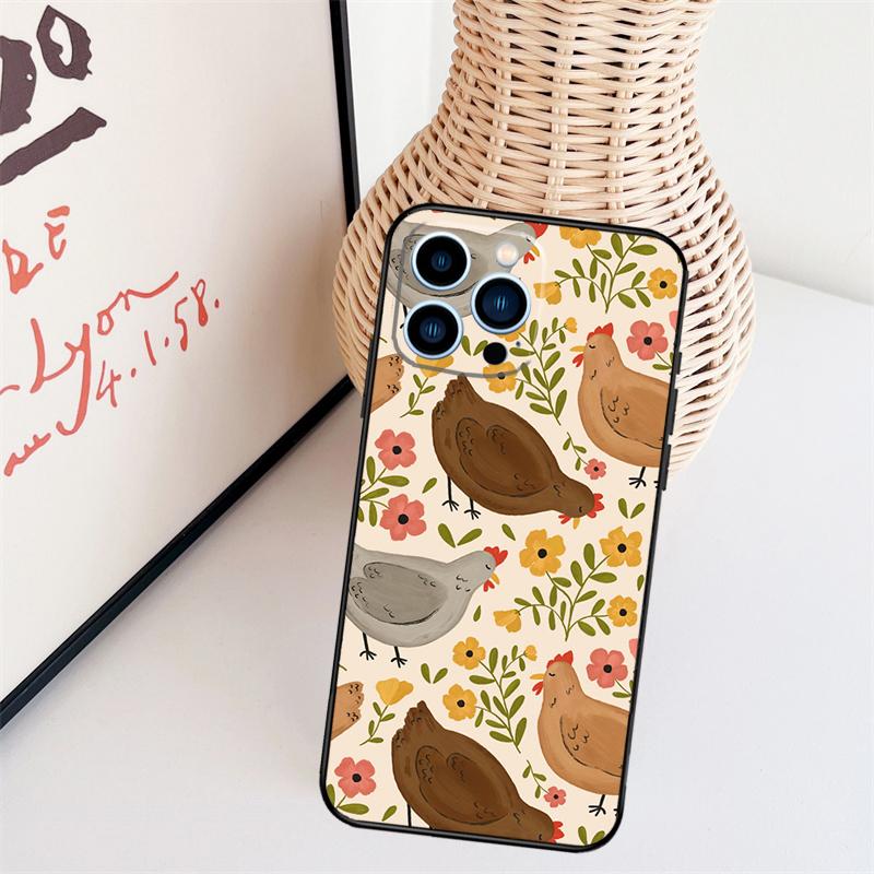 Chicken Pattern Case For iPhone 16 15 Pro 12 13 Mini 11 14 Pro Max XS X XR Plus Back Cover