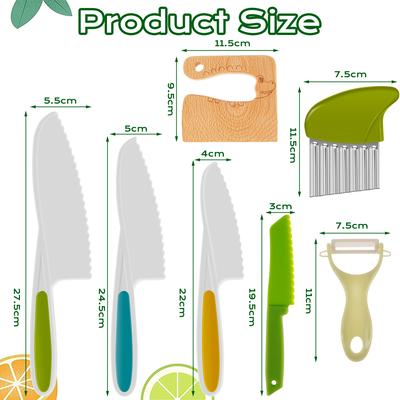 Kinder Kochschneider-Set Sicher Wiederverwendbar Kunststoff Kleinkindmesser Kartoffelwellenschneider Sparschäler Kinder DIY Küchenzubehör 2025