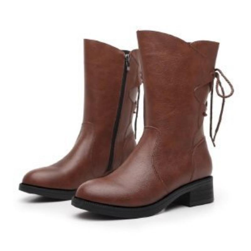 Martin boots women's new winter muffin thick-soled small man velvet versatile lace-up medium tube spring and autumn single cotton boots