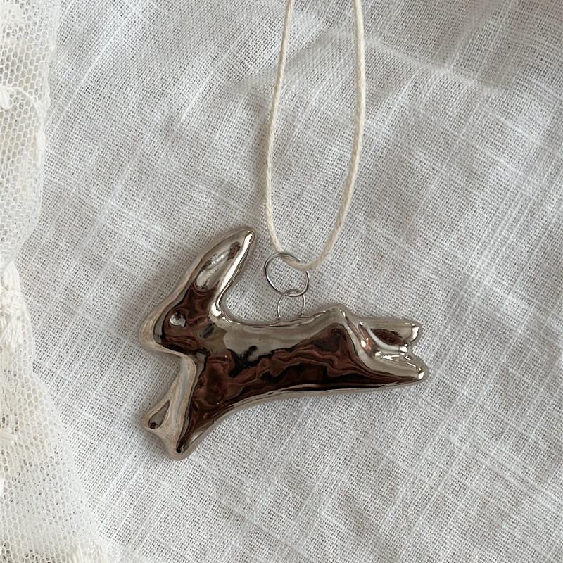 Roestvrijstalen Konijn Hanger Ketting Met Bloemenprints Voor Casual Vrouwen Zomer