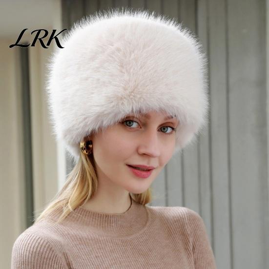 Soft Polyester Hat Women Fuzzy Brimless Hat, Warm Faux Fur Solid Color Elastic Thermal Ushanka Plush Winter Fluffy Bucket for Cold Weather Stylish