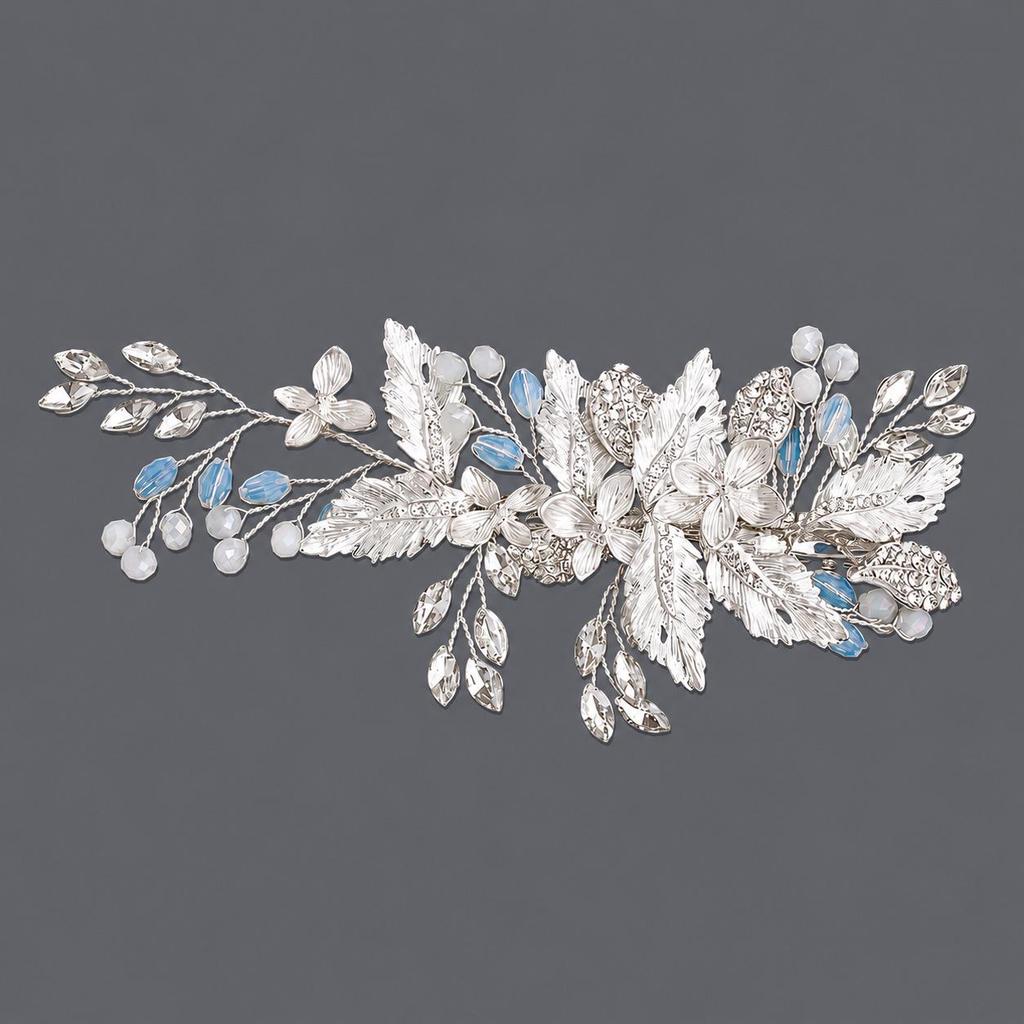Handmade Flower Hair Clip with Alloy, Pearl and Drip Oil - Bridal Wedding Headwear Accessory