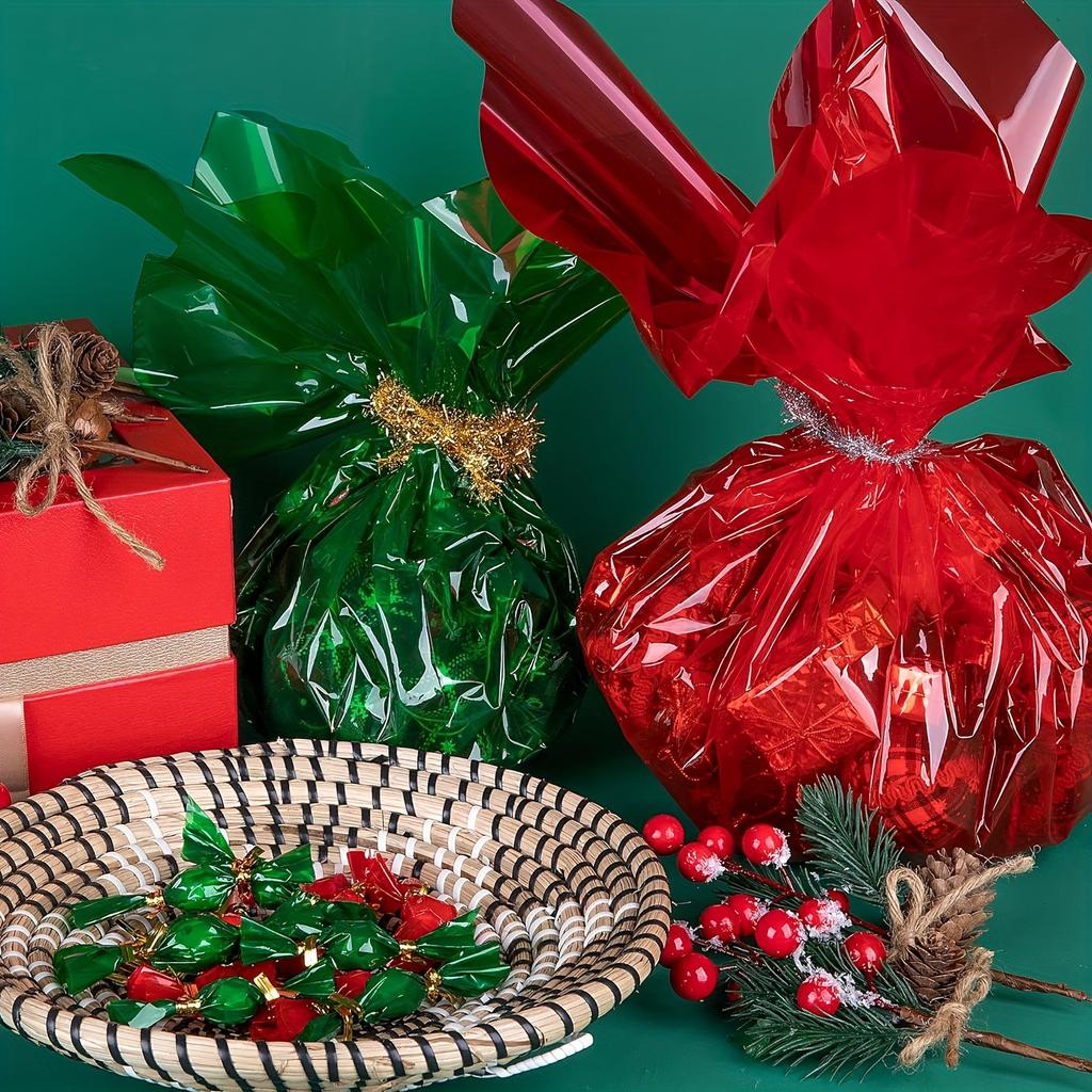 1pcs 40cm*30m 2.5 Mil Red Cellophane Wrapping Rolls, Transparent Cellophane for DIY Crafts Gifts Birthday Anniversary Wedding Gift Packaging