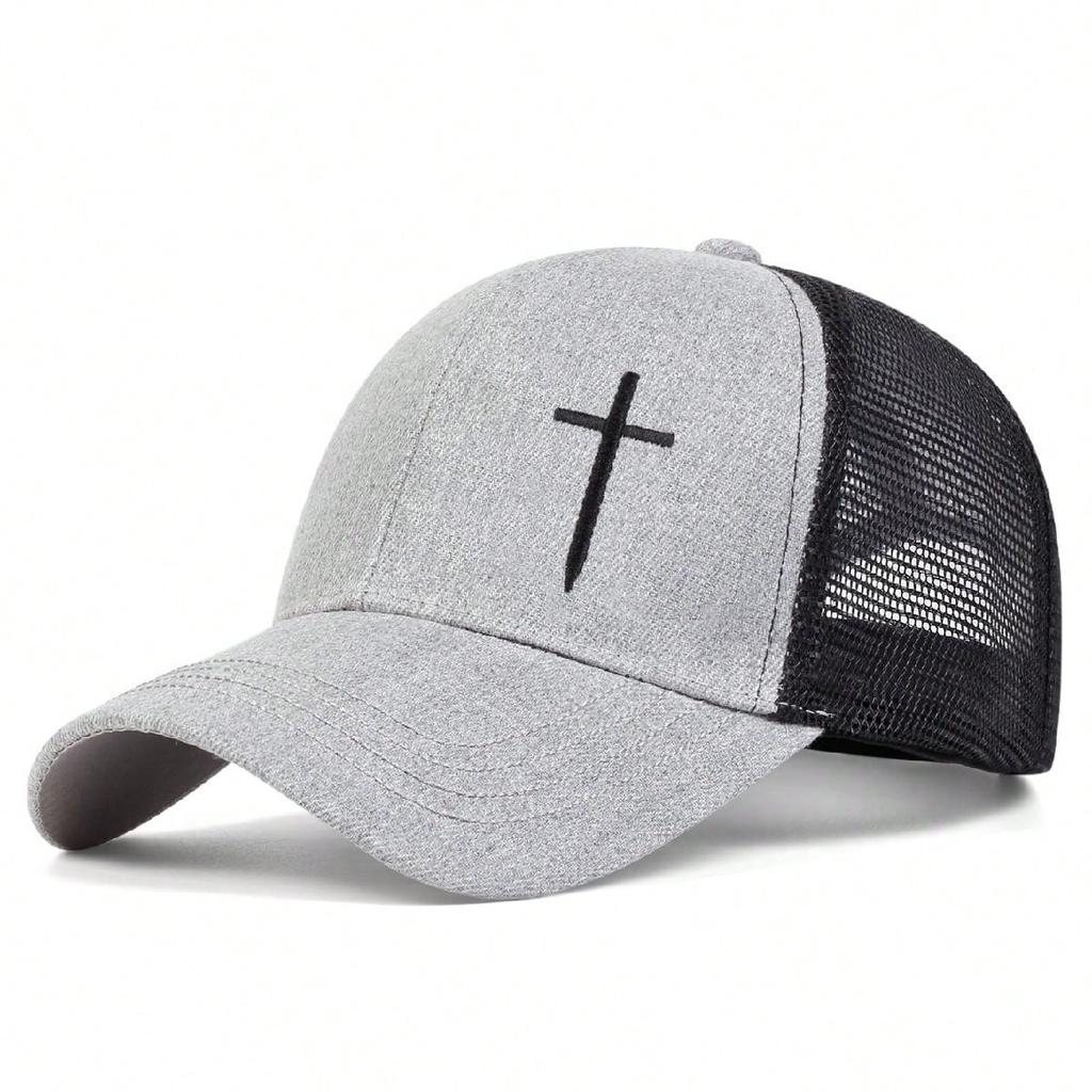 Fashion Hip Hop Baseball Mesh Cap Cross embroidery Cotton Snapback Hat Dad Hat Adjustable Men Women Summer outdoor Sun Hats