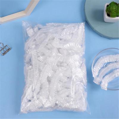 Practical 100Pcs Shower Cap Elastic Mesh Shape Waterproof Non-woven Bath Hat for Extension Clear Beauty Hair