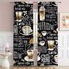 2 Bucăți Perdele cu imprimeu seria Cafea, potrivite pentru decorarea dormitorului, sufrageriei, bucătăriei, decorarea casei, decorarea ferestrelor