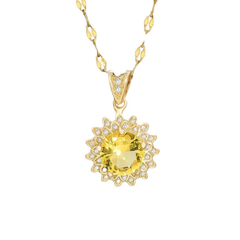 Sunflower Necklace Women'S Simple High Trend Versatile Zircon Pendant Clavicle Accessories
