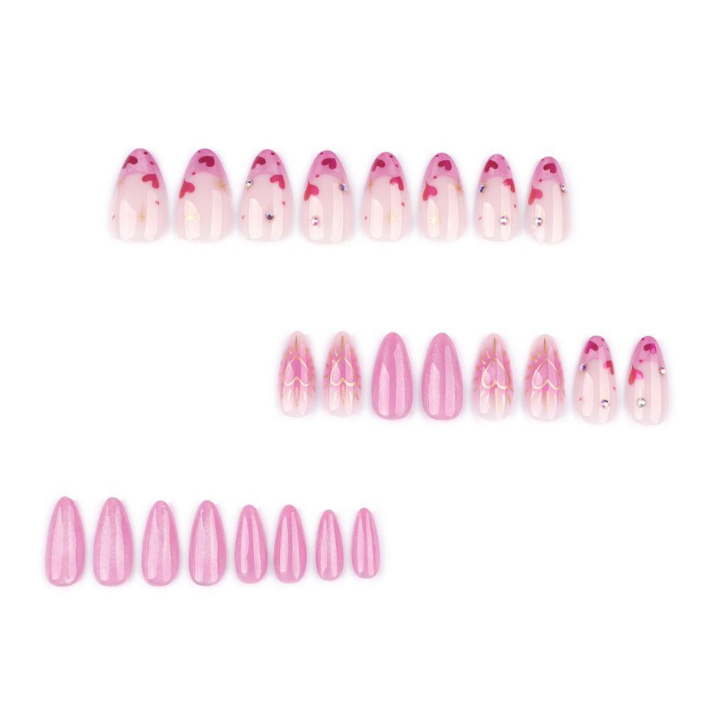 Manicure Long Almond False Nails French Detachable Press on Nails Nail Tips Women