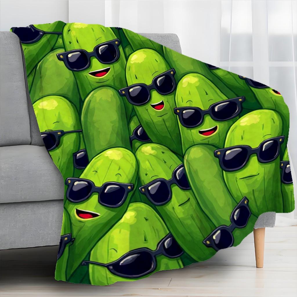 versatile blanket in the shape of glasses with a cucumber pattern, suitable for all seasons and applicable to office designs
