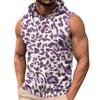 Gilet da uomo senza maniche con cappuccio leggero casual con stampa leopardata top estivo da spiaggia maglietta da palestra