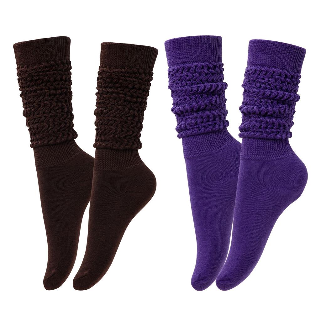 RMSWEETYIL Long Stacked Slouch Scrunch Socks for Women 80s 90s Loose Chunky Cotton Tall Knee High Boot Tube Slouch Socks