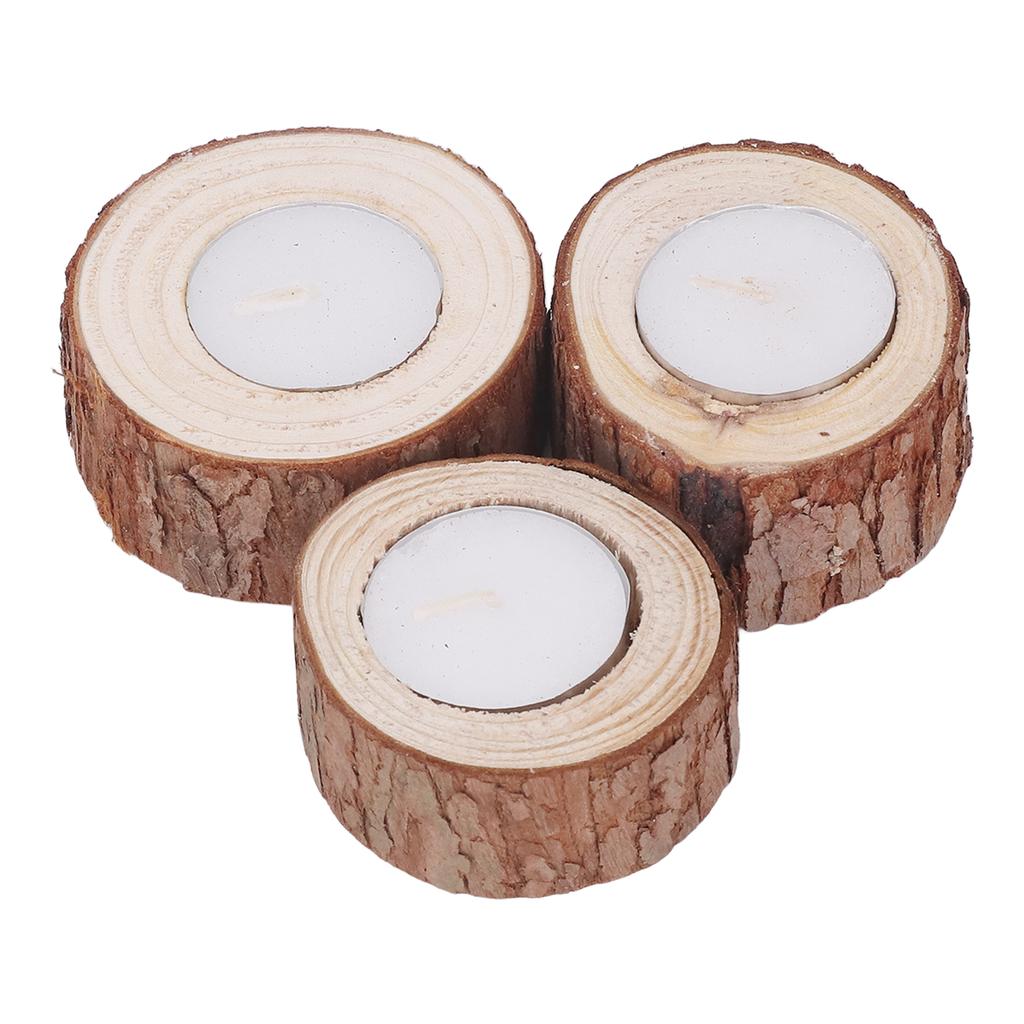 3Pcs Wooden Tealight Candle Natural Durable Beech Wide Applicability Wooden Tealight Candle Holder for Bar Bedroom Party