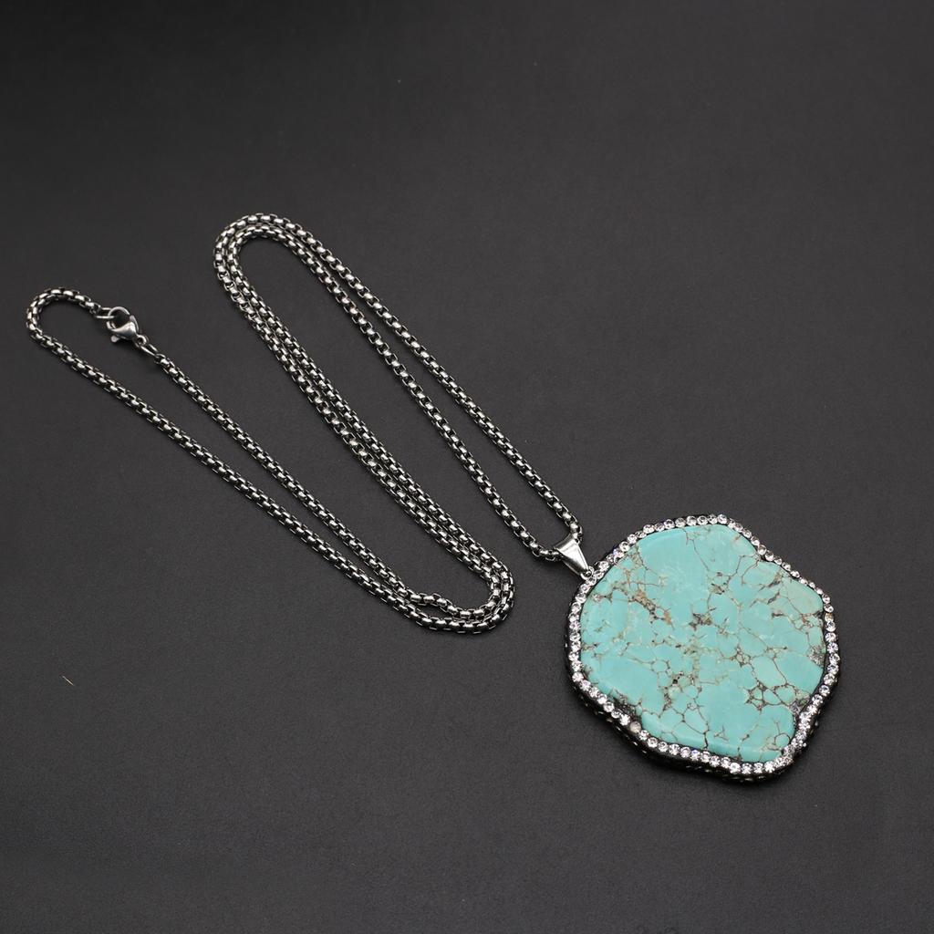 Collier en pierre naturelle avec pendentif en diamant irrégulier pour femmes, nouveau Style, chaîne cadeau d'anniversaire, 60 CM