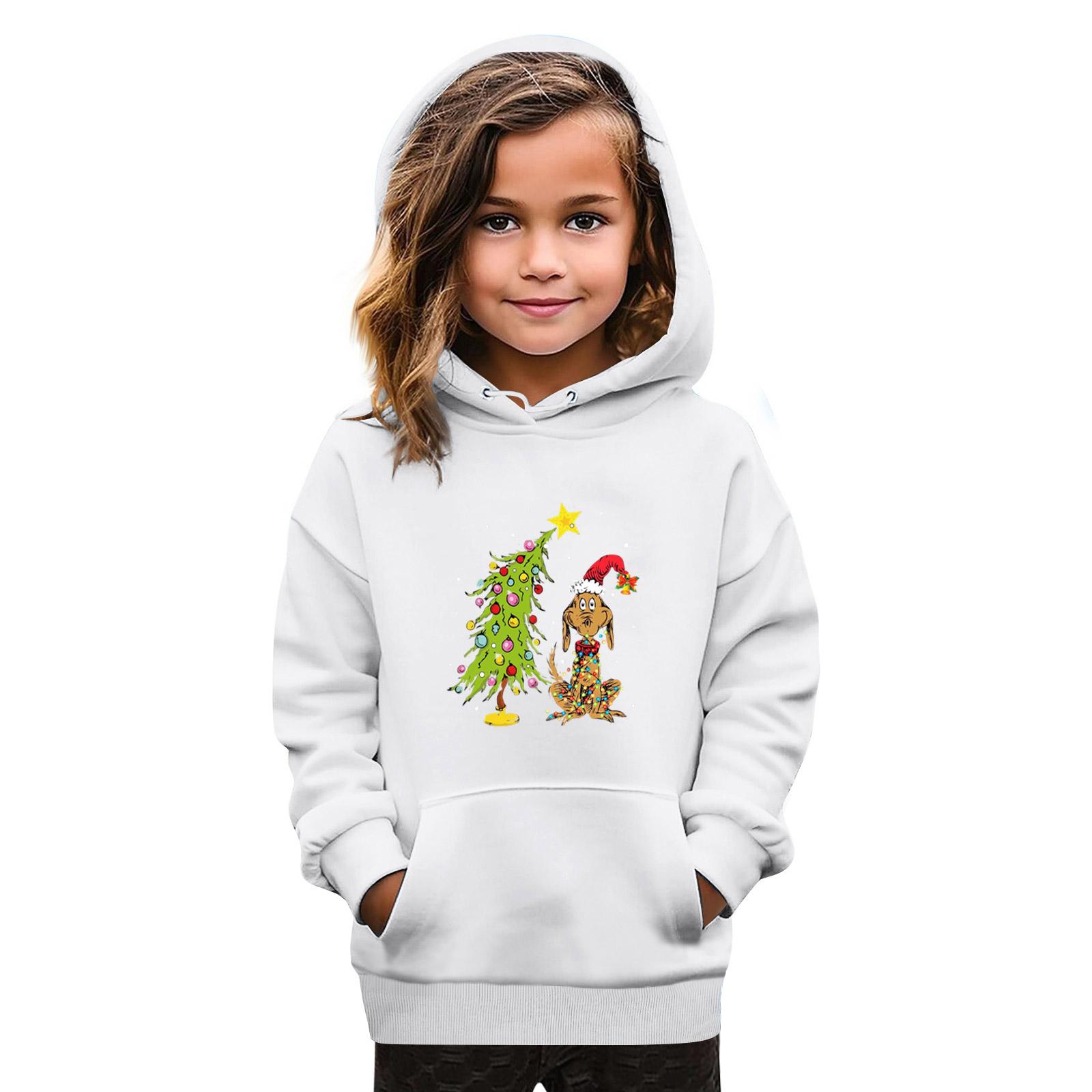 Sweatshirts For Teen Girls Hoodies Long Sleeve Drawstring Pullover Cute Oversized Hoodie Christmas Day 160 белый 1650₽