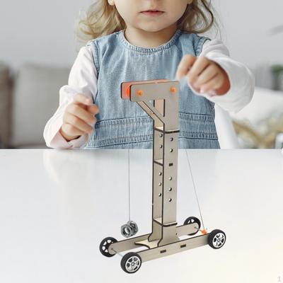 Wooden Kit Technology Toy Pulley Conduction Physics Learning Tool Car Model Science for Primary