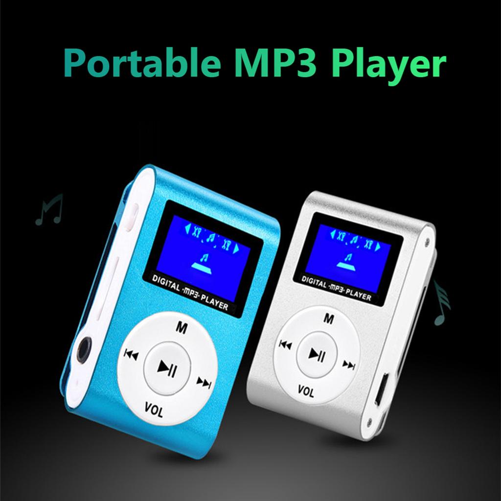 Mini Portable MP3 Music Player Metal Clip On MP3 Player with LCD Screen Support TF Card Wide Application Silver