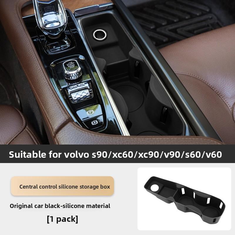 Pour Volvo Xc60 S60 V60 Xc90 S90 V90 Voiture Porte-Gobelet de Voiture Boîte de Rangement Silicone Amortisseur d'Amorti Plateau Porte-Gobelet d'Accoudoir Central Rangement