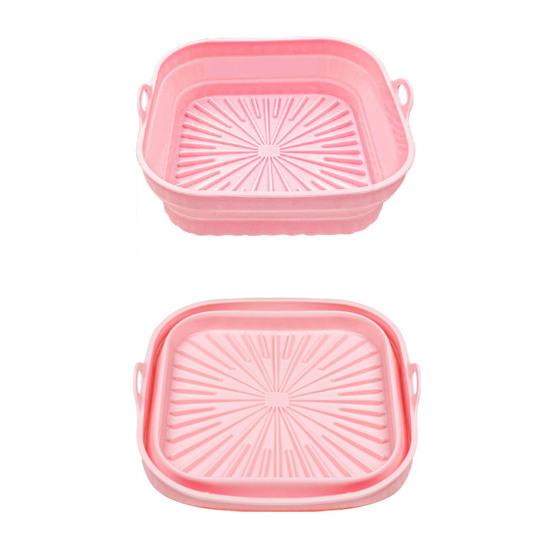 Foldable Air Fryer Silicone Liners Reusable Air Fryer Basket Round/Square Oven Baking Tray for Air Fryer Oven Accessories