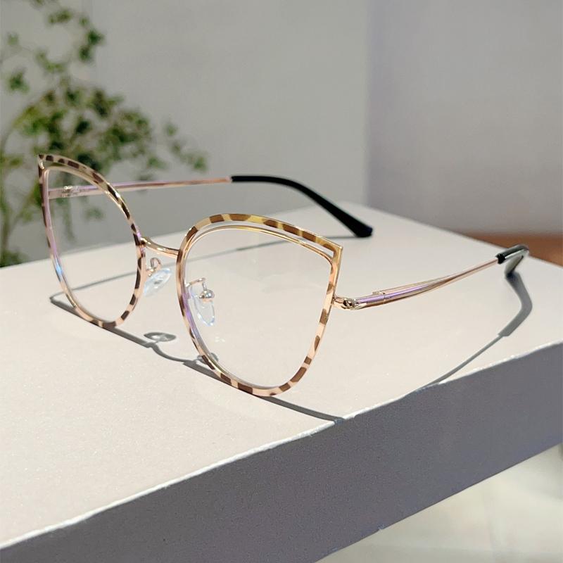 KAMMPT Fashion Retro Cat Eye Frame Trendy Ins Brand Design Korean Style Women's Glasses Non-prescription Chic Decor Eyewear