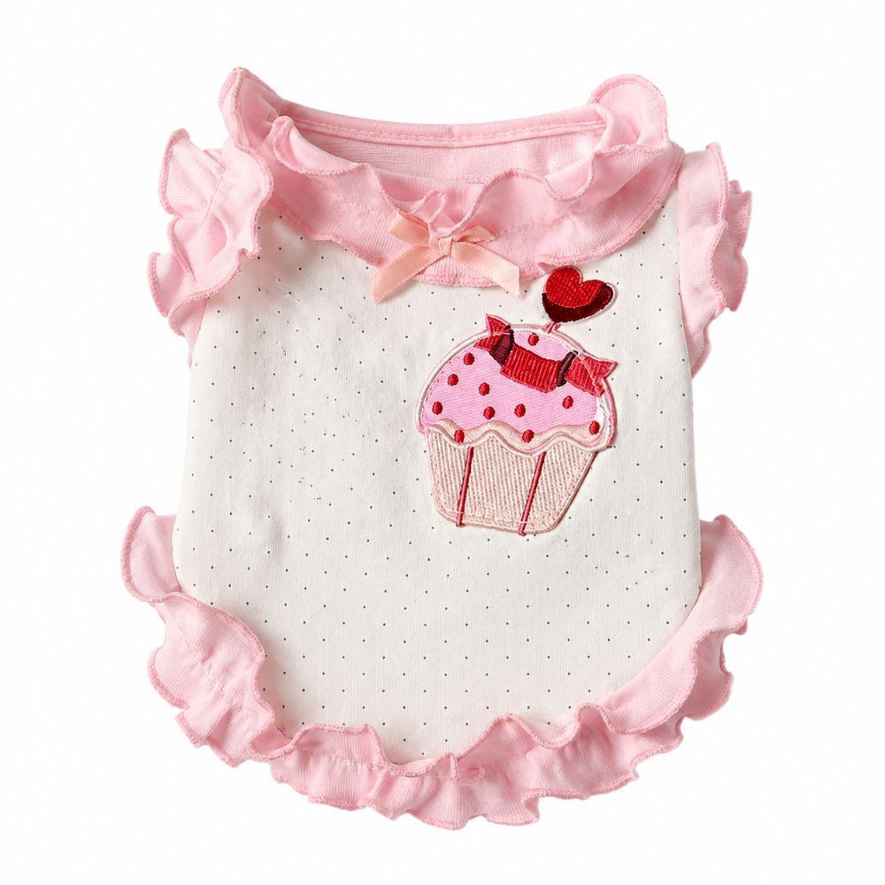 Cake Embroidery Summer Pet Vest Polka Dots Cat Princess Dress  Small Medium Pets