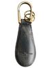 [Dom Teporna] Genuine Leather Portable Mini Shoehorn Keychain with Gradient Italian Leather Keyring for Business, Golf, Etc. (Gray)