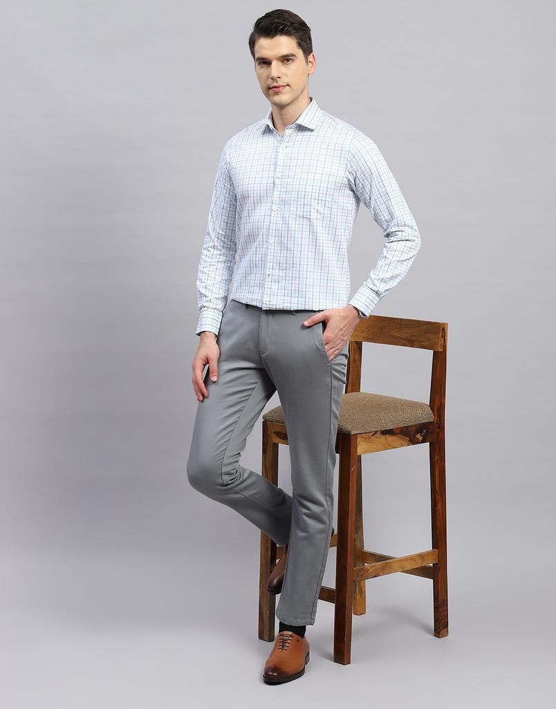 MONTE CARLO Mens Check Collar Neck Pure Cotton Shirt