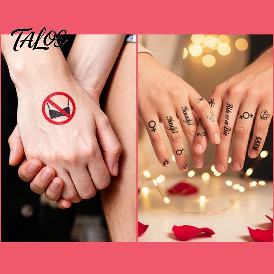 Talos 5 Sheets Lovers Tattoo Stickers, Fun Temporary Face Tattoos, Safe Waterproof Body Art Stickers for Couple Valentine's Day Anniversary