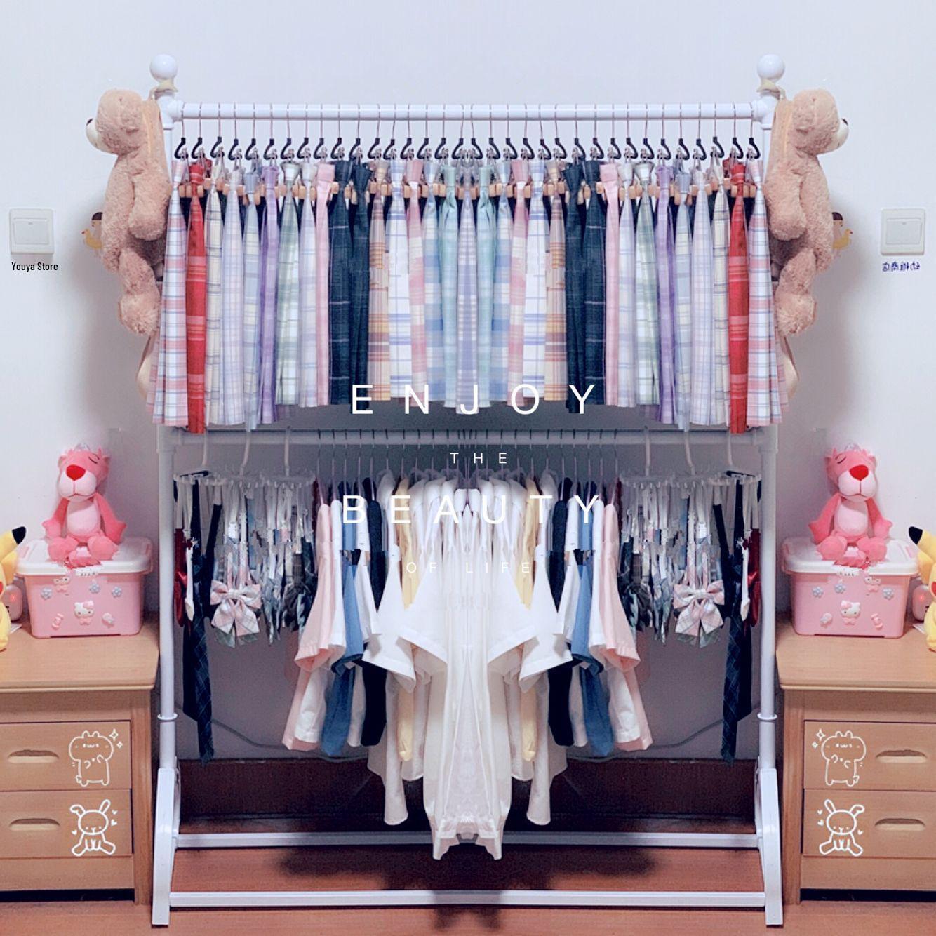 Women s Children s Wrought Iron Display Rack - Double-Layer Skirt Clothes Shelf 80cm Length 160cm Height - Default White 6670₽