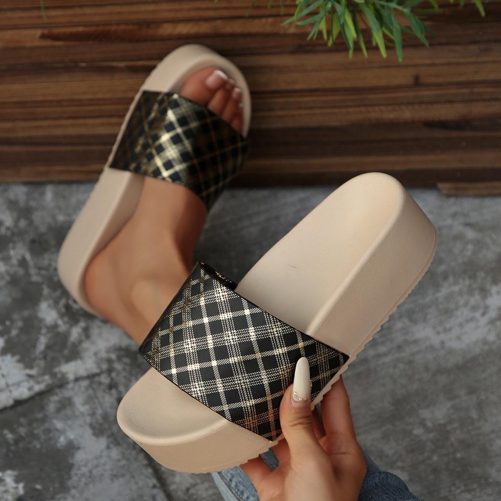 Round-toed Shoes One-line Pancakes Thick-soled Flip-flops