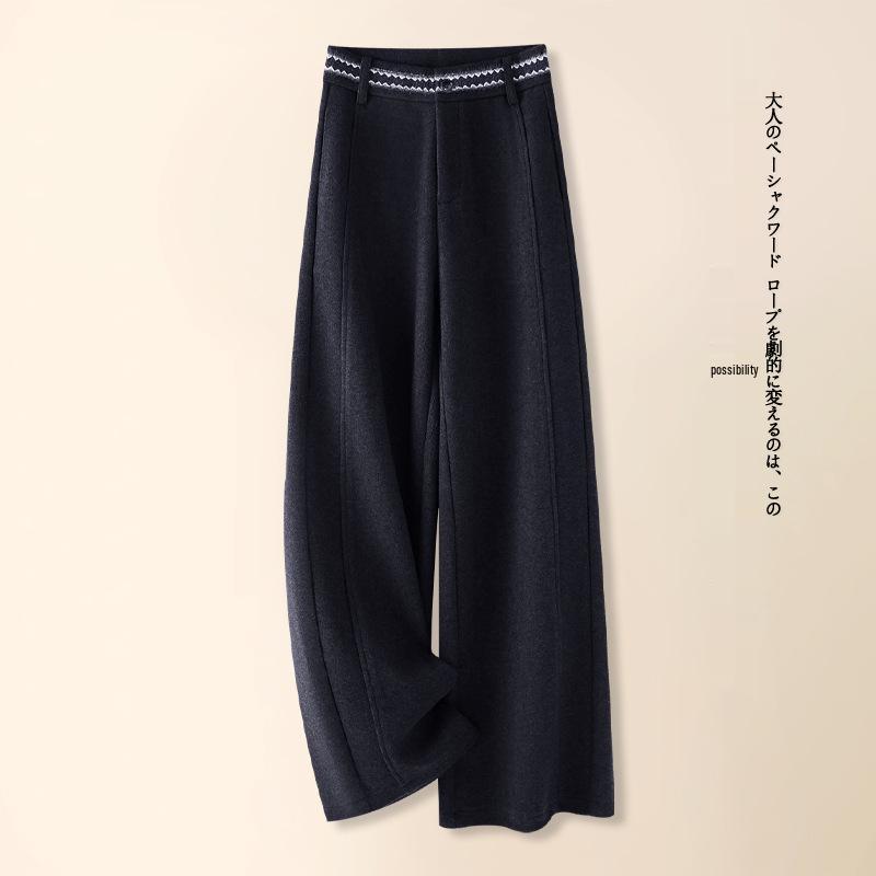 

Women s High-Waisted Woolen Wide-Leg Pants for Autumn/Winter - Thick, Warm, Casual Suit Style, 2025 New. L (Waist 28) for 106-115 lbs