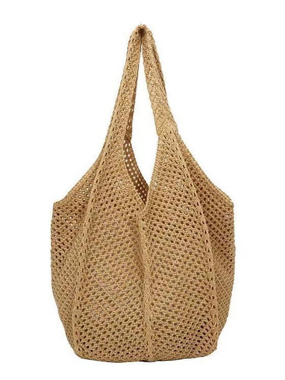 Dames geweven stroen crossbody tas – Zomerstijl reistote handtas