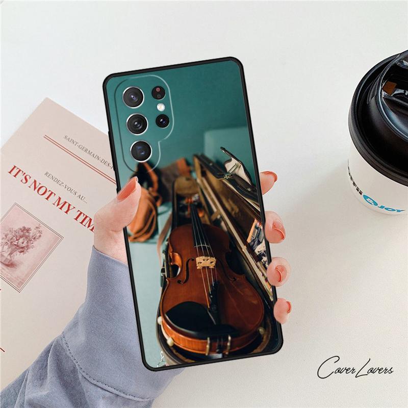 Musikalische Geige Gitarre Handyhülle Für Samsung Galaxy S24 S25 S23 S22 Ultra Note 10 20 Plus S20 S21 FE Hülle