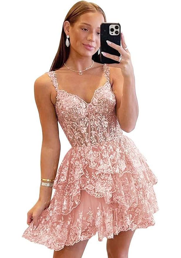 European and American lace cocktail sparkling sequined reunion dress teen off-the-shoulder short prom dress spring and summer new