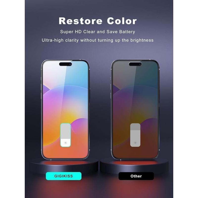 2pcs Top-of-the-line 9H+ Glass iPhone 16 Pro MAX Privacy Protection Film Grade Shatterproof & 100% Spy Proof Glass Privacy Screen