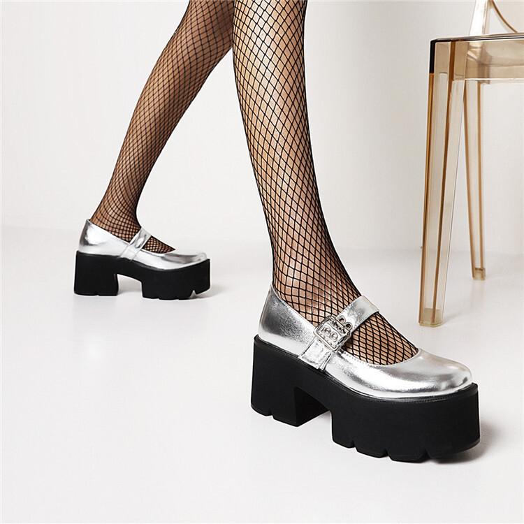 New large size Japanese round head small leather shoes  versatile muffin platform shoes  shoes