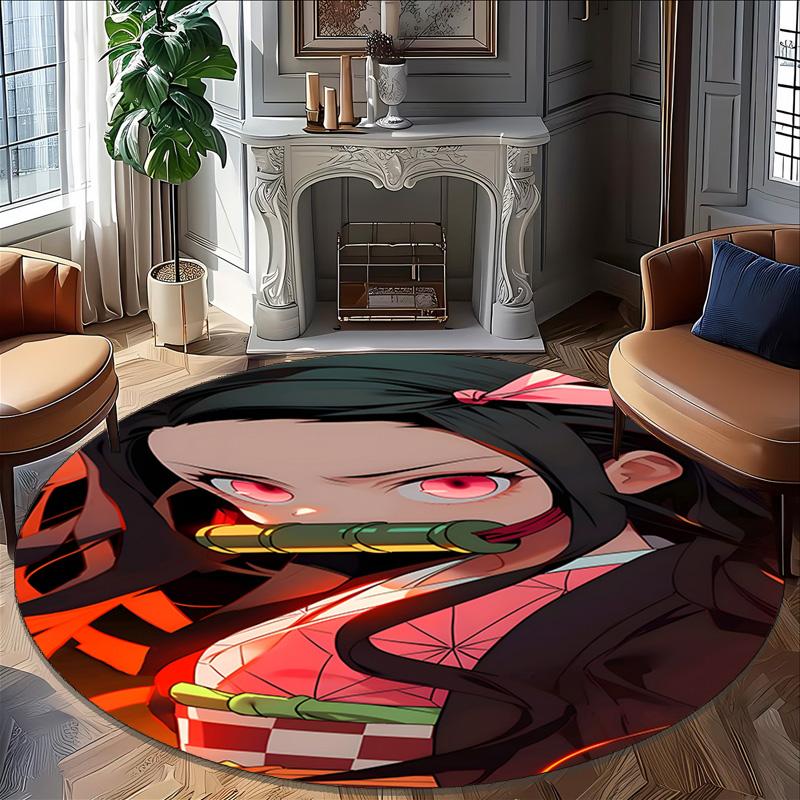 1pc Nezouko Carpet, Round Rug, Comfortable, Suitable for Entryways, Living Rooms, Office, And Bedrooms, Christmas Decoration