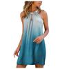 Fashion Women's Sexy  Neck Gradient Print Leisure  Temperament Beach Dress