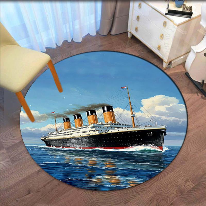 Titanic Printed Round Rug Carpet Chair Rug Area Rug Entryway Doormats,for Office Chair Living Room Bedroom Kitchen Room.