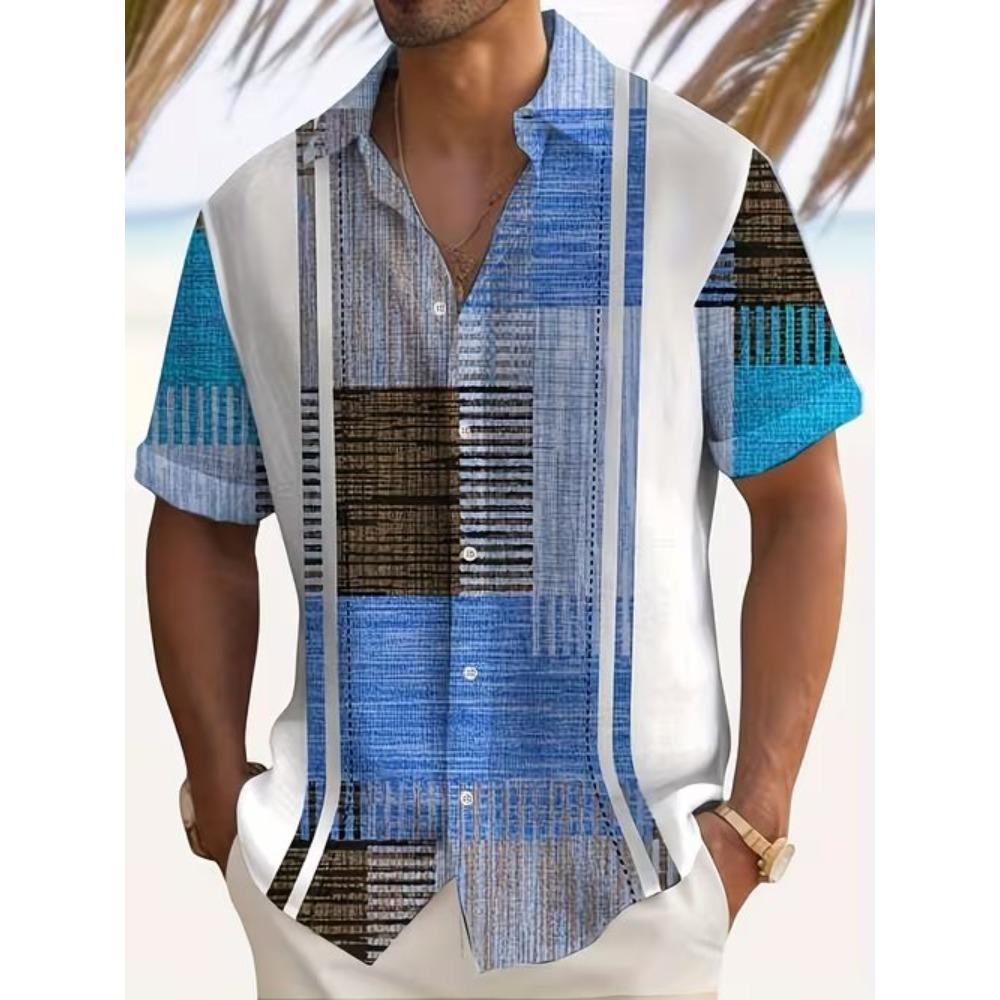 Men's Retro Pattern 3D Print Shirt Button Up Shirt Casual Shirt Summer Shirt Short Sleeve Daily Vacation Clothing