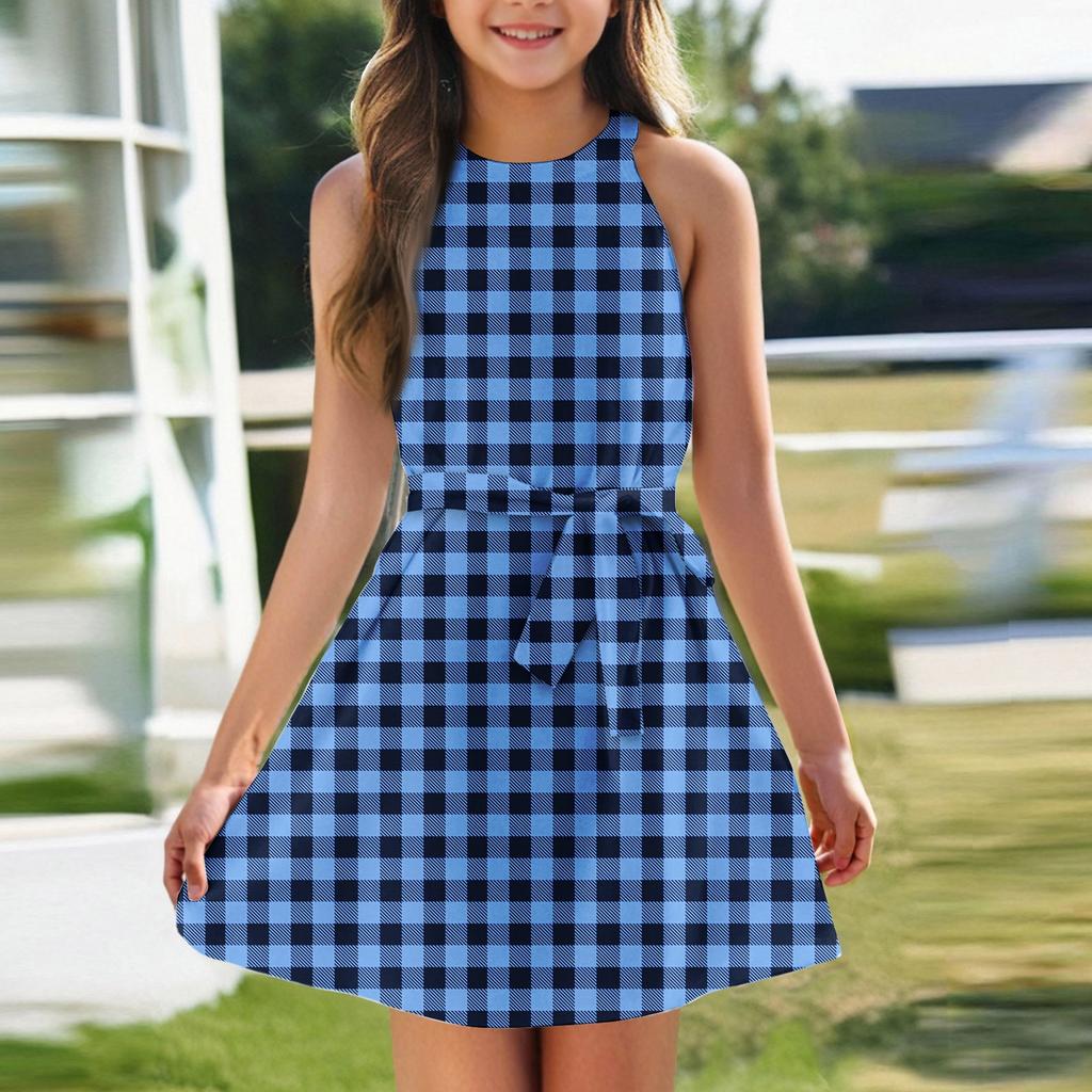 Sommerkleid für Mädchen, ärmellos, Trägerkleid, einfarbig und bedruckt, ärmelloses Kleid, Freizeitkleid