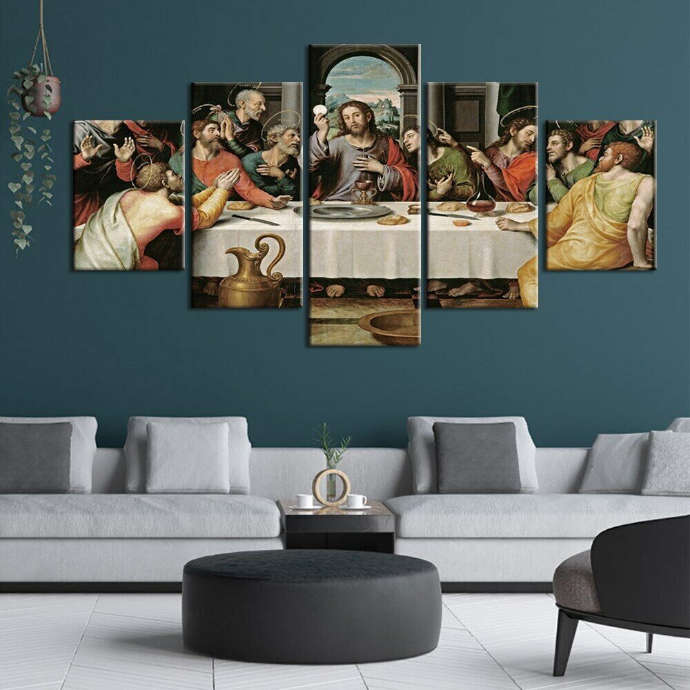 5 buc The Last Supper Religie Decor 5 bucăți Imagini Tablouri pânză Poster de perete HD Print Decor acasă fără înrămare Abstract