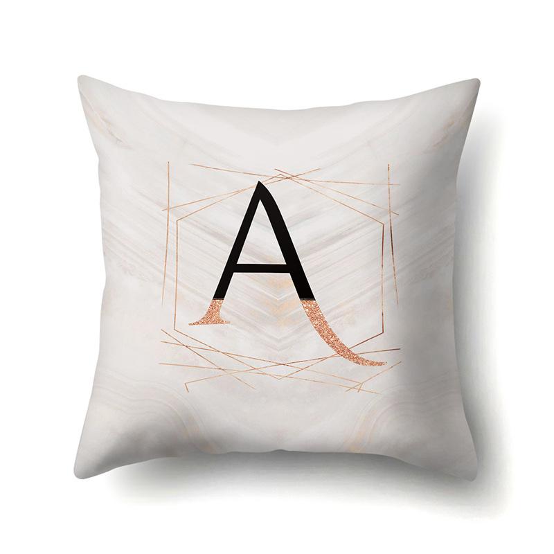 

Полиэстеровая наволочка Черный Золотой Акварель Предметы интерьера 26 Печатных английских букв Подушка для поясницы Наволочка для диванной подушки No pillow core